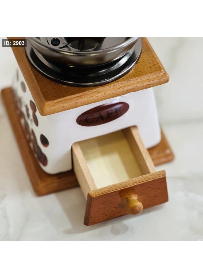 A Classic-Designed Manual Coffee Bean Grinder With A Handle And Hand Crank For Espresso, Spices, And French Press Coffee. - Image 3